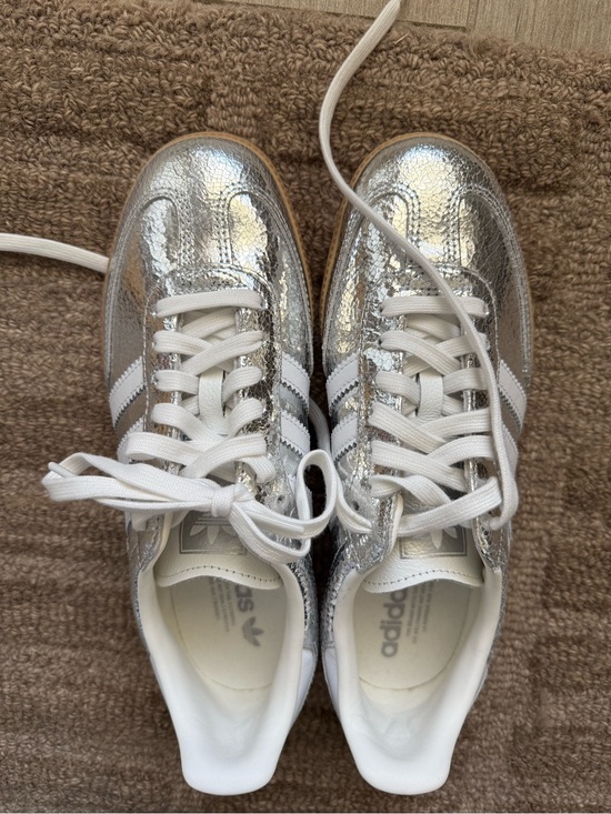 adidas Shoes - Adidas sambas Women's Silver Metallic Samba Sneakers size 7.5